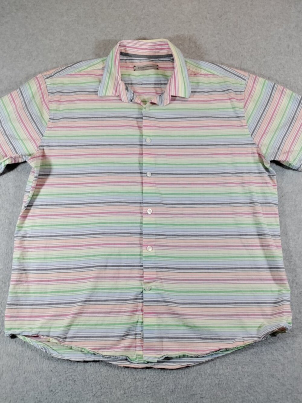 James Campbell Mens XL Multicolor Striped Short Sleeve Cotton Shirt